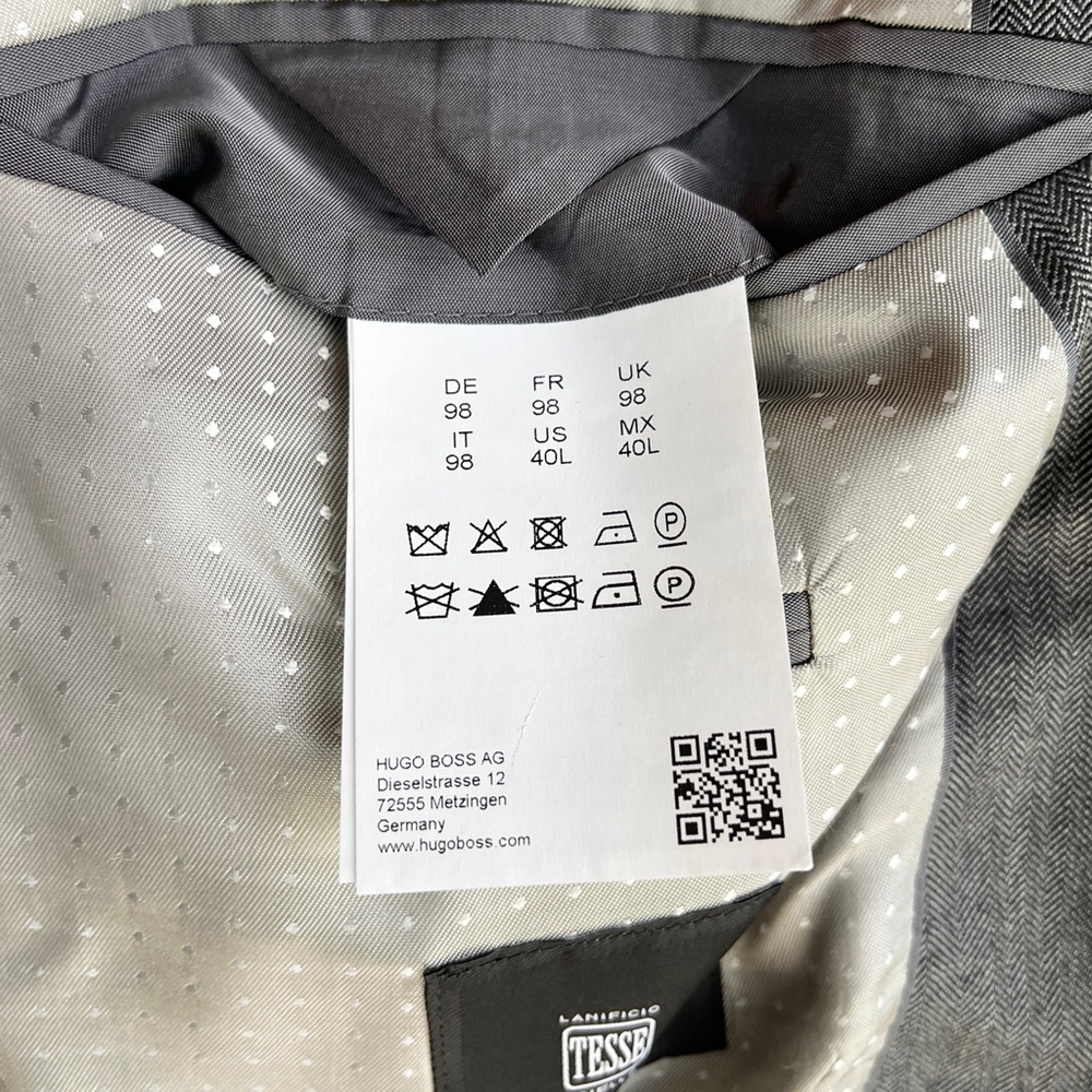 Hugo Boss Mens  Size 40L The Sweet87 Wool Metal Button Herringbone Blazer Jacket - Picture 15 of 16